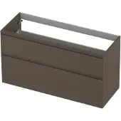 Ink Onderkast 120x45cm - Greeploos - 2 Lades Asymmetrisch - Mat Taupe - Badkamermeubels, Wastafelonderkasten - 8718835128296