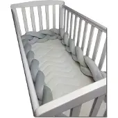 Viking Choice Bedbumper grijs - 280 cm lang - gevlochten - bedomrander voor ledikant