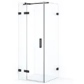 Maxaro Diamond Douchecabine | 80x80 cm Zwart chroom Helder glas Draaideur Vierkant