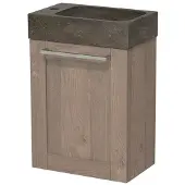 Maxaro Modulo Pico Toiletmeubel met wastafel | 40 cm Middenbruin eiken Kader front Natuursteen