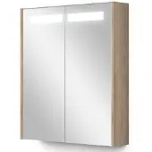 Maxaro Spiegelkast Met Verlichting Modulo 60x70cm Lichtbruin Eiken Badkamer Spiegelkast | Spiegelkast Badkamer | Spiegelkast met Verlichting