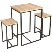 Urban Living Hoge Bartafel met 2 Barstoelen/krukken van