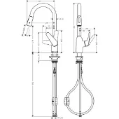 Hansgrohe Focus M42 - Keukenkraan M429-H220 met uittrekbare handdouche, rvs look 71800800