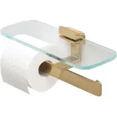 Geesa Shift toiletrolhouder dubbel met glazen planchet 30 x 11,8 cm, goud geborsteld