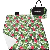 Springos Picknickkleed | Picknickdeken | Buitenkleed | Picknick | 200 x 160 cm | Groen/Roze/Wit