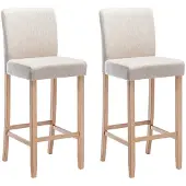 Vente-unique Set van 2 barkrukken - Stof - Beige - ROVIGO