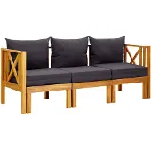 vidaXL Tuinbank 3-zits met kussens 179 cm massief acaciahout