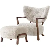 &tradition Wulff Lounge Chair ATD2 fauteuil incl. poef ATD3 Geolied walnoot-Moonlight