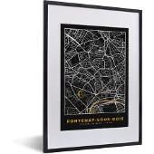PosterMonkey Fotolijst incl. Poster - Frankrijk – Fontenay-sous-Bois – Stadskaart – Plattegrond – Kaart - 30x40 cm - Posterlijst