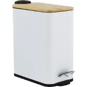 Viking Choice Pedaalemmer - prullenbak badkamer - 5 liter - wit bamboe
