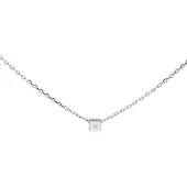Lovenotes ketting - zilver - gerhodineerd - vierkant met zirkonia - 40 + 3 cm