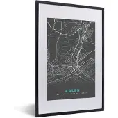 PosterMonkey Fotolijst incl. Poster - Stadskaart – Aalen – Duitsland – Plattegrond – Kaart - 40x60 cm - Posterlijst