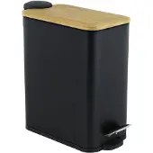 Viking Choice Pedaalemmer - prullenbak badkamer - 5 liter - zwart bamboe