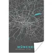 PosterMonkey Poster Stadskaart – München – Duitsland – Plattegrond – Kaart - 80x120 cm