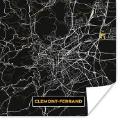 PosterMonkey Poster Clemont-Ferrand – Plattegrond – Frankrijk – Kaart – Stadskaart - 100x100 cm XXL