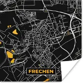 PosterMonkey Poster Goud – Duitsland – Plattegrond – Gold – Stadskaart – Kaart – Frechen - 50x50 cm