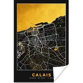 PosterMonkey Poster Kaart – Stadskaart – Calais - Plattegrond – Frankrijk - 120x180 cm XXL