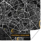 PosterMonkey Poster Frankrijk – Fontenay-sous-Bois – Stadskaart – Plattegrond – Kaart - 75x75 cm