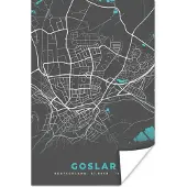 PosterMonkey Poster Blauw – Duitsland – Plattegrond – Stadskaart – Kaart – Goslar - 20x30 cm