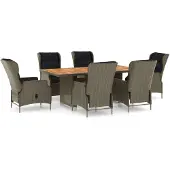 vidaXL 7-delige Tuinset met kussens poly rattan bruin