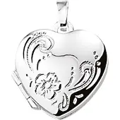 Trendjuwelier huiscollectie 1012041 Zilveren medaillon hart met bloemen gravure