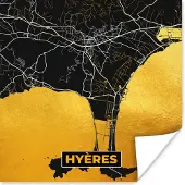 PosterMonkey Poster Stadskaart – Frankrijk – Kaart – Hyères – Plattegrond - 30x30 cm