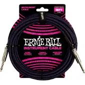 Ernie Ball Braided Straight Straight Inst Cable Purple Black 5,5 m Recht - Recht Instrumentkabel