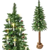 Viking Choice Kunst kerstboom met houten stam – 220 cm + sneeuw & versiering