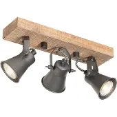 QAZQA Landelijke plafondlamp zwart met hout 3-lichts - Jelle