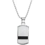 Lucardi Heren Ketting met hanger plaat - Staal - Ketting - Vaderdag Cadeautje - 50 cm - Zilverkleurig