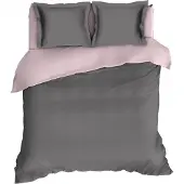 Romanette Dekbedovertrek Comtesse Antraciet Roze Flanel-260 x 200 / 220 cm | Extra Breed
