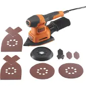 Black & Decker BEW200 200W 4IN1 Multischuurmachine | Vlak-, detail-, en excentrische schuurzool | 1x Schuurvinger | 6x Schuurvellen - BEW200-QS