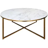 Ebuy24 Ava salontafel marmerprint, goudkleurig onderstel.