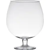 Hakbijl Glass Vaas Brandy - op voet - transparant glas - 7l - 30 cm - Bloemen/Terrarium vaas - Vazen