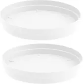 Eda 2x stuks bloempot kunststof onderschalen Toscane wit D15 cm - Plantenpotten