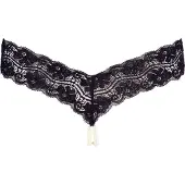 Cotelli Collection Rio String met Parel Ketting - Zwart