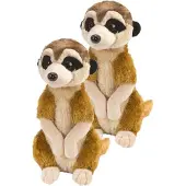 Wild republic 2x stuks pluche stokstaartje knuffels 30 cm