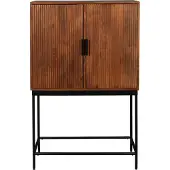 Dutchbone - Saroo - Opbergkast met Grafisch Patroon en 2 Deuren - 80 x 40 x 125,5 cm - Mangohout & Metaal - Bruin/Zwart