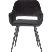 Woood Jelle Stoel - Velvet - Zwart - Set van 2