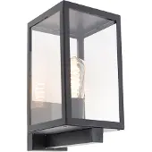 QAZQA Moderne rechthoekige buitenwandlamp zwart met glas - Rotterdam