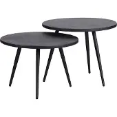 Woood Suze Bijzettafels - Hout/metaal - Zwart - Set van 2