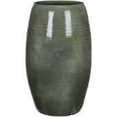 Mica Decorations Bloemenvaas glanzend groen keramiek voor boeketten/takken/bloemen H50 x D30 cm - Vazen