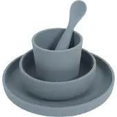 Jollein - Kinderserviesset 4-delig (Storm Grey) - Siliconen - Baby Servies, Baby Bestek - 6-18 maanden