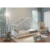 Viking Choice Huisbed 90x200 cm - Wit Massief Grenenhout - Incl. Lattenbodem