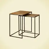 Tower Living Iron side rect. table w alu top - set of 2 (Goud, 55x35x56cm)