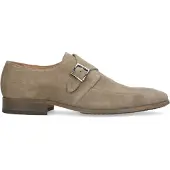 Manfield Taupe suède gespschoenen | Maat 43