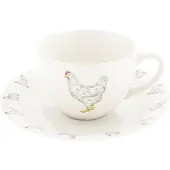 Clayre & Eef Cremekleurige Kop En Schotel Ø 15*7 Cm / 200 Ml Lchks