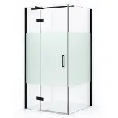 Maxaro Diamond Douchecabine | 100x80 cm Mat zwart Helder met matte strook Draaideur Rechthoek