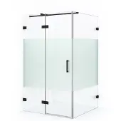 Maxaro Diamond Douchecabine | 120x90 cm Mat zwart Helder met matte strook Draaideur Rechthoek