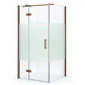 Maxaro Diamond Douchecabine | 100x80 cm Koper Helder met matte strook Draaideur Rechthoek